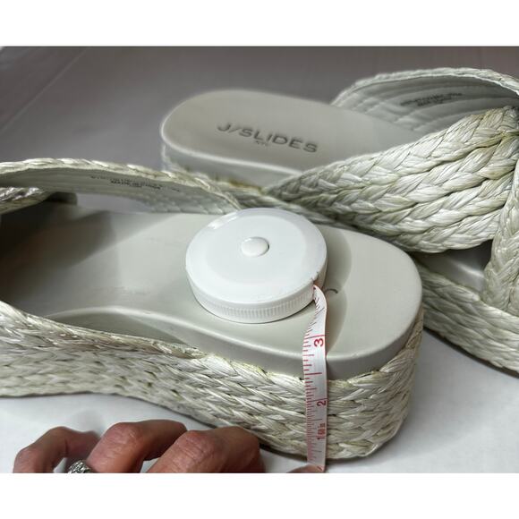 JSlides Quiver Bone Raffia wedge Sandal Women's Size 10 M white - Picture 7 of 10